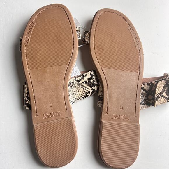 Old Navy Women's Double Strap Buckle Flat  Sandals Snake Skin Print Sz 10 - Picture 4 of 12